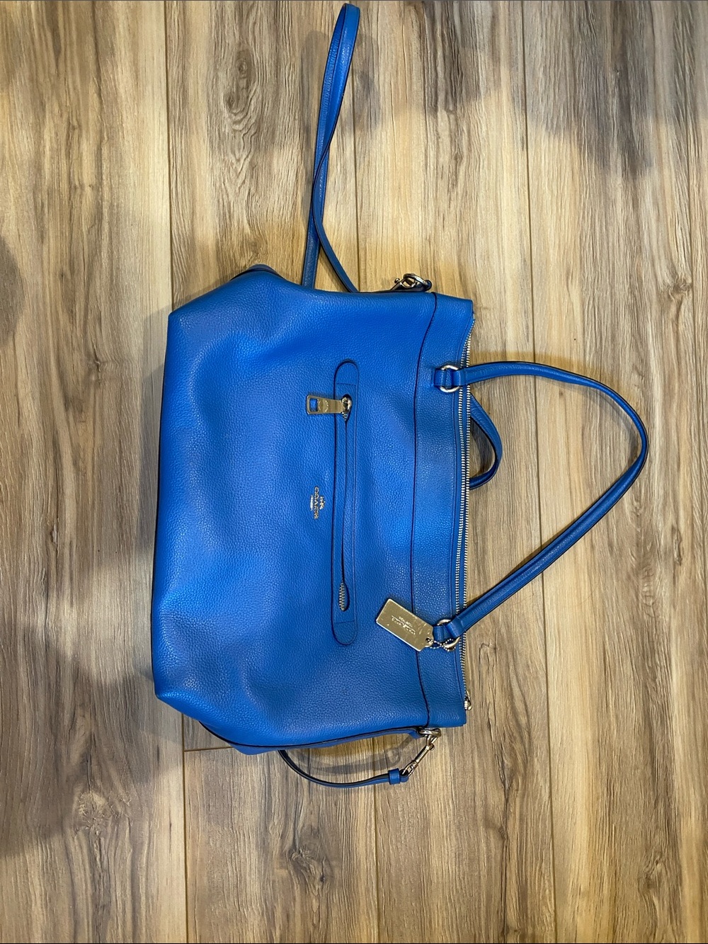 Coach Electric Blue Pebbled Leather Tote